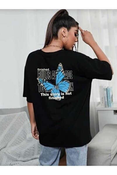 PERISENSE Tricou oversize unisex cu imprimeu fluture - femei și bărbați