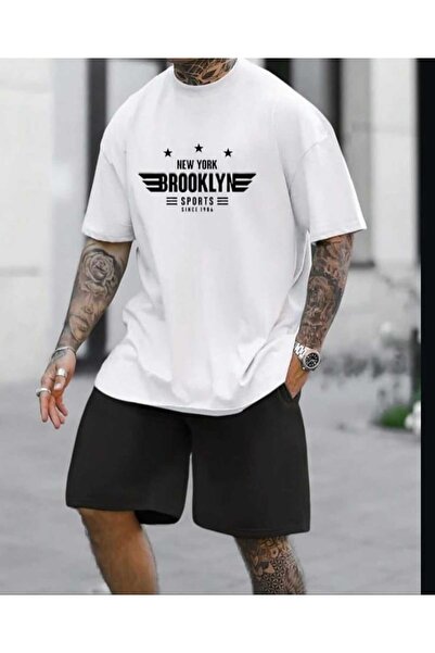 PERISENSE تي شيرت كبير الحجم للجنسين - مطبوع عليه نيويورك بروكلين