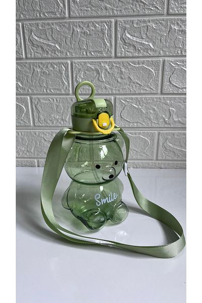 RKY SERENITY Teddy Bear Figured - Drinking Bottle with Straw and Lock, Neck Hanger