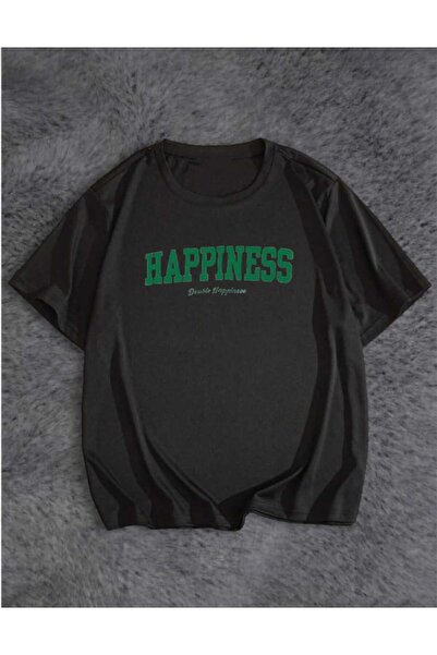 PERISENSE Tricou oversize cu imprimeu Happiness unisex