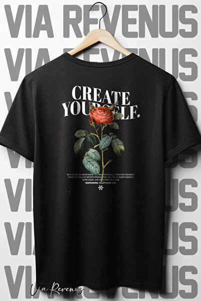 Vordevia Μαύρο μπλουζάκι Oversize - Crew Neck, Πίσω στάμπα