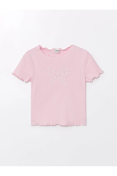 LC Waikiki LCW Kids Girls Crop T-Shirt - Crew Neck, κοντό μανίκι