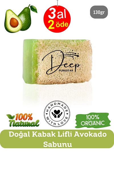 Deep Purestar 130 Gr Natural Pumpkin Fiber Avocado Soap