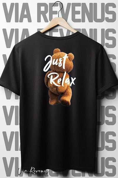 Vordevia Just Relax - Μαύρο μπλουζάκι με στάμπα στην πλάτη, λαιμόκοψη