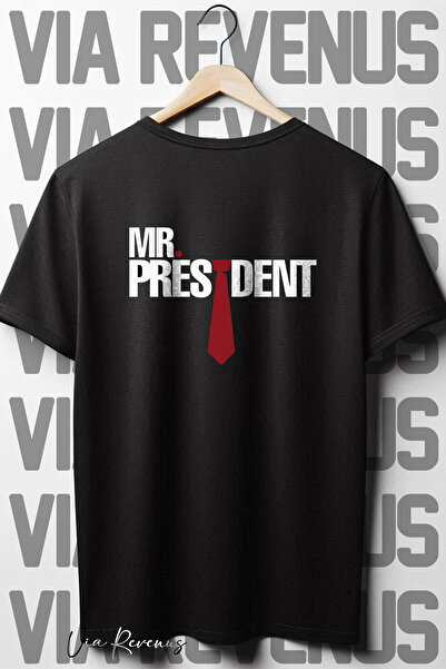 Vordevia Predsednik gospodin Štampano Leđa - Oversize kroj okrugla kragna Crn...