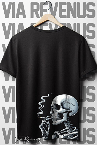 Vordevia Tricou negru cu decolteu rotund, supradimensionat, imprimat pe spate