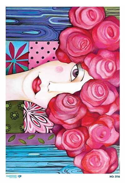 Atölye 7-77 Diamond Craft N: 3116 نمط الأزهار، المرأة، الحديثة، 30 * 42 سم دي...