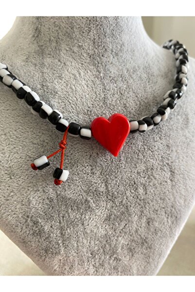 ATELİERGONCA El yapımı murano kırmızı cam boncuk kolye