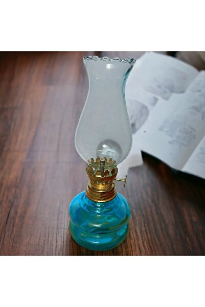 efmues Gaz lambası Nostaljik küçük boy gerçek gaz lambası dekoratif gaz lambası Mavi renk 20 cm