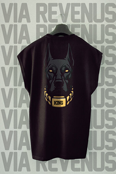 Vordevia King Doberman з принтом - Чорна оверсайз-футболка з принтом на спині...