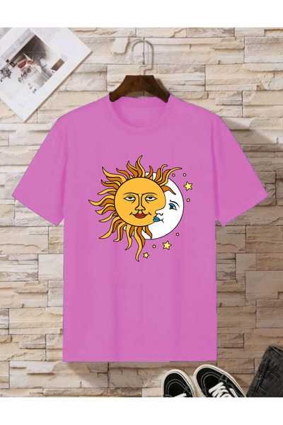 arıkoğlu kumaşçılık Tricou de damă din bumbac pieptănat cu imprimeu Sun Moon ...