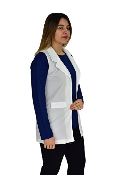 BAGLAN Жіночий жилет з крепу - кремовий колір, модель RY-16720