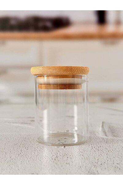 LADYNUR 6 Pieces Bamboo Mini Glass - Vacuum Lid, Spice Bowl, 90ml / 6.5cm x 5cm