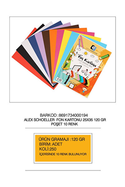 Alex 160GR FON CARTON - 25x35 مع ملصقات مختلطة، 10 عبوات ALX-194