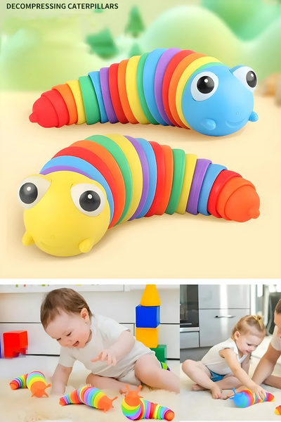 Apexma Bebekler İçin Dikkat Çekici Rengarenk Söktak Esnek Tırtıl - Oyuncak Sö...