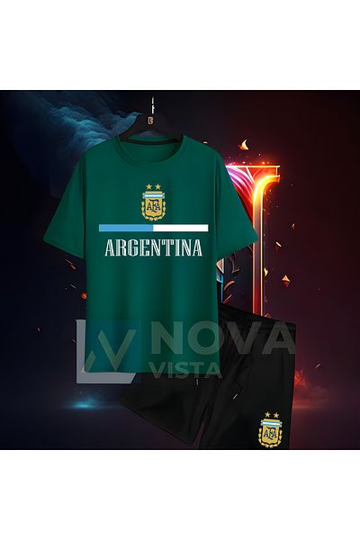Biy Store Argentina National Football Team - Unisex Black T-Shirt and Shorts Set