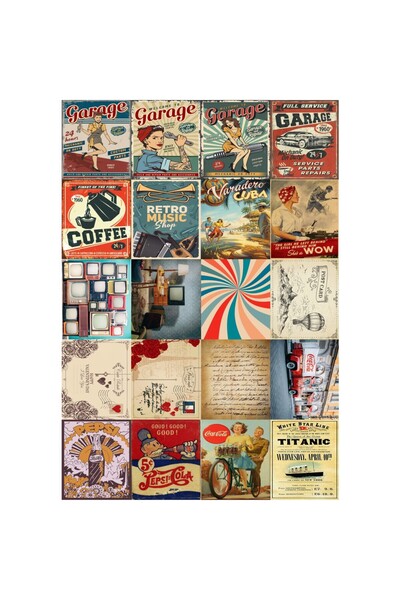 Arilcraft Aril Craft Vintage Retro Aesthetic Sticker Kitabı 20 Sayfa