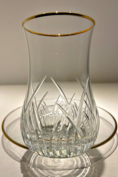 RIBELLA DESIGN Eva Altın Yaldızlı 6 Kişilik 12 Parça Çay Seti 170cc Çimen Model