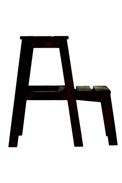 Refilya Siyah Ahşap Katlanır Merdiven Tabure