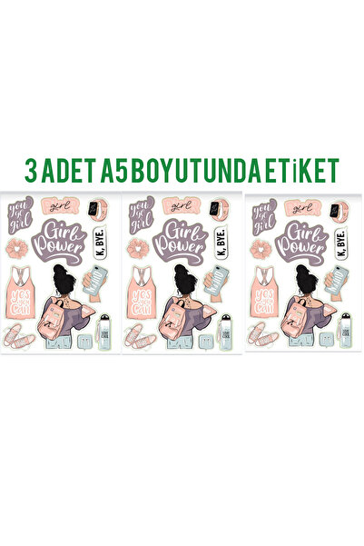 TRENDİN YOLU Pink Girl Power Sticker Set - A5 Size Tt