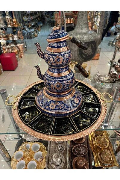 uzunoğlu bakır ürünleri 12 Kişilik Ocaklı Demlikli Bakır Kahvaltı Sunumluğu Full Set