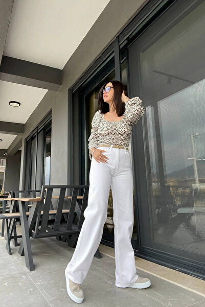 dressmix Mira Loose ψηλόμεσο λευκό φαρδύ γυναικείο τζιν παντελόνι (ΠΑΡΤΕ ΜΕΓΑΛΟ ΕΝΑ ΜΕΓΕΘΟΣ)