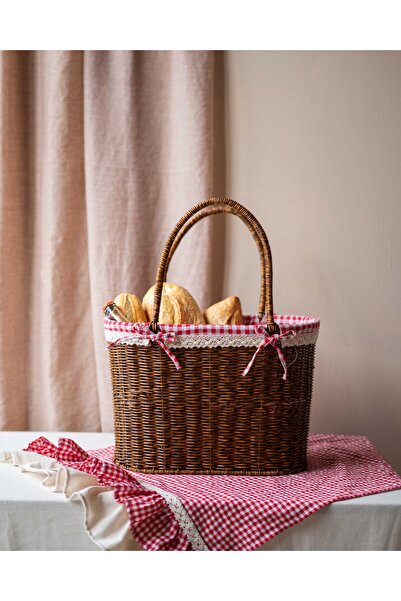 KaiHome Καλάθι πικνίκ Rattan ανοιχτού χρώματος - Εσωτερική προστατευμένη τσάντα