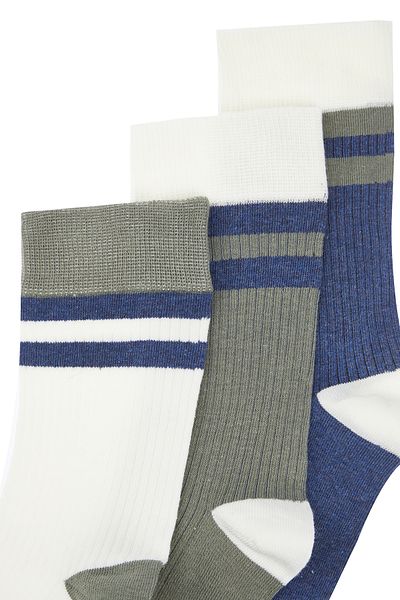 Trendyol Collection Πακέτο 3 πολύχρωμες βαμβακερές μακριές κάλτσες - TMNSS24CO00020