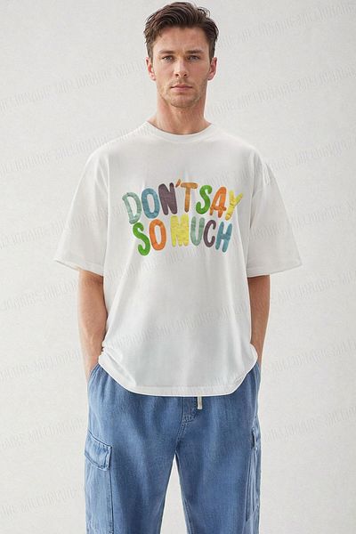 Teenage Millionaire Λευκό Oversize Salas Boyfriend T-Shirt - Ανδρικό Dont Say Fluffy Print