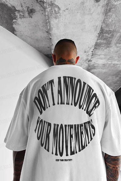 Teenage Millionaire Tricou Salas supradimensionat cu imprimeu pufos Dont Announce, alb pentru bărbați