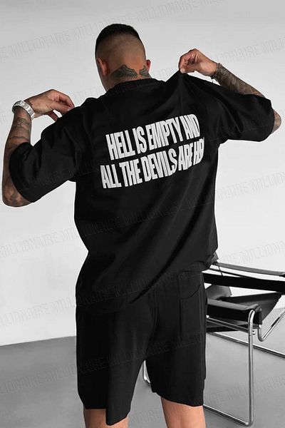 Teenage Millionaire Ανδρικό μπλουζάκι Hell & Devil Kabaran Print Black Crew Neck Oversize Salas