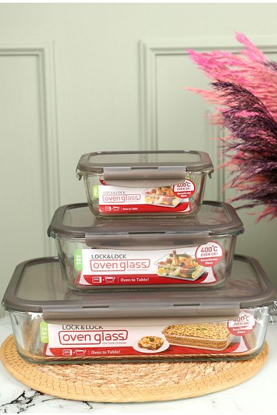 Viyalente Lock & Lock Ultra Durable Glass Storage Set - 750ml, 2lt, 3.6lt| 400°C Safe as Heat