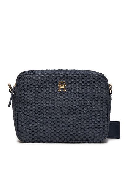 Tommy Hilfiger Women's Leather Brand Logo Zippered Daily Use Navy Blue Shoulder Bag AW0AW17002-DW6