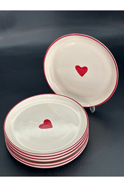 MeGgDecor 21 X 21 4 Pieces Heart-Shaped 21cm Cake Plate Ceramic Cake Plate Bpa Free White 4 Pieces Round Affection