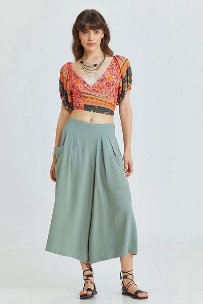 Clandestino Çağla - Authentic Cropped Pants, Wide Leg