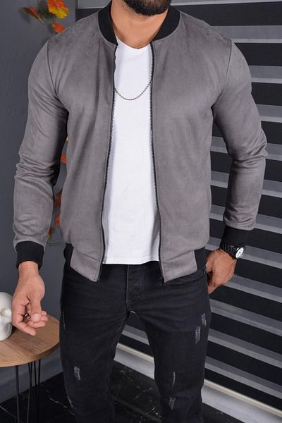 Oksit Ανδρικό σουέτ μπουφάν Eddy Extra Slim Fit Seasonal