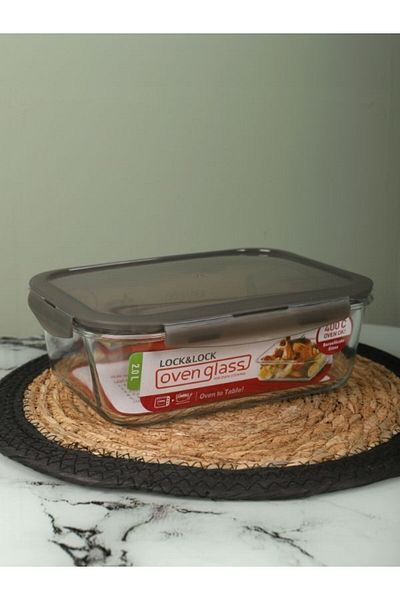 Viyalente 2 Pieces Euro Oven & Storage Container Quadrilateral 2.0 lt Gray -| 400°C Safe as Heat