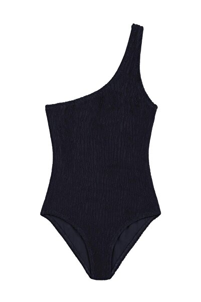 AQUELLA Single Shoulder Wrapped Textured Girl's Swimsuit