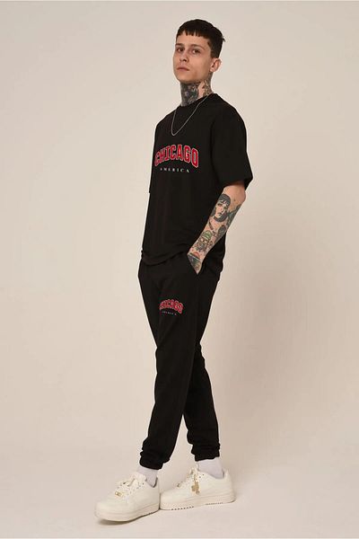 LAND MODA Dragon Printed T-Shirt and Tracksuit Set