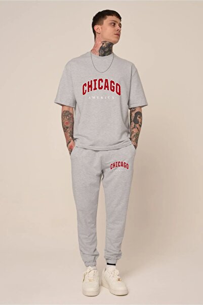 LAND MODA Σετ μπλουζάκι και παντελόνι με στάμπα CHICAGO