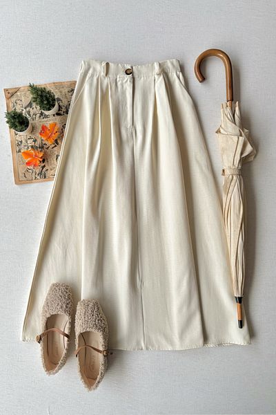 Ceylan Otantik Ecru Cotton Skirt