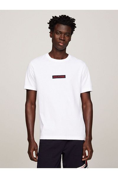 Tommy Hilfiger Erkek Kısa Kol Normal Bisiklet Yaka Günlük Beyaz T-Shirt MW0MW34373-YBR