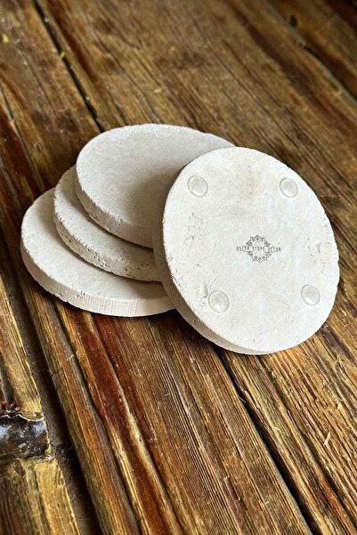 Oscar Stone Decor Doğal Taş Yuvarlak Mermer (TRAVERTEN) Bardak Altlığı Stone ...