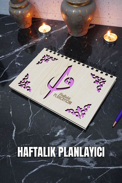 markcat Elif Vav Design Ξύλινο Σημειωματάριο Προγράμματος - Αντικείμενο χωρίς ημερομηνία - Weekly Planner (UNLIMITED PLANNER) A5