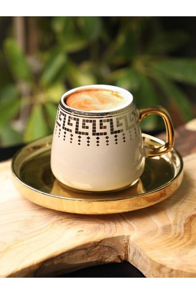Viyalente Porcelain Enigma Coffee Cup Set for 6 People