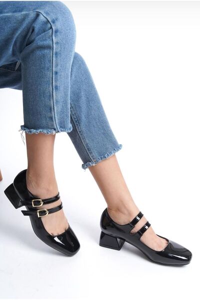 SELENA SİYAH RUGAN TOPUKLU BABET