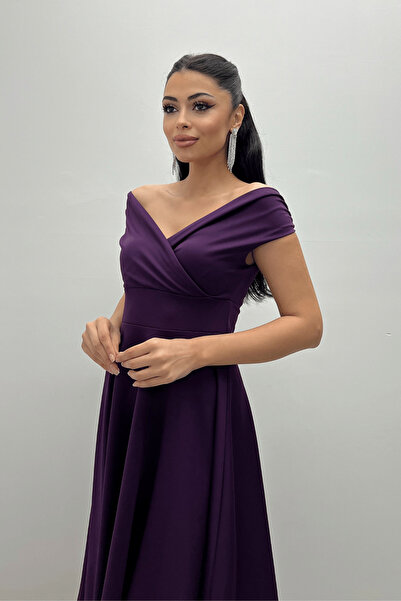 giyimmasalı Rochie Midiboy cu gât barcă - Violet vinete