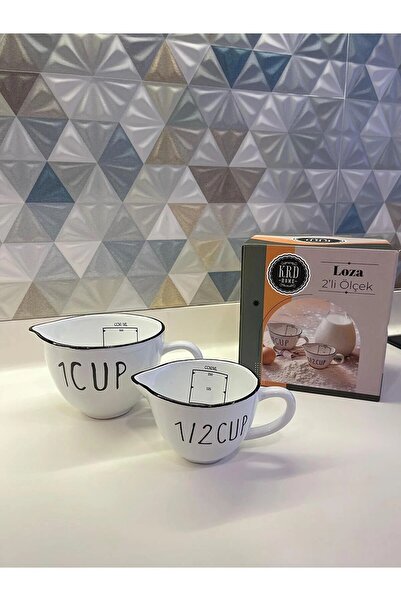 Mugi Store 2'li Ölçülü Kupa  Bardak Porselen  Ölçü Bardağı
