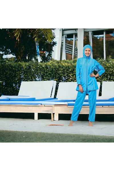 Shopiolog Geometric Patterned Long Micro Sleeve with Full Hijab Model