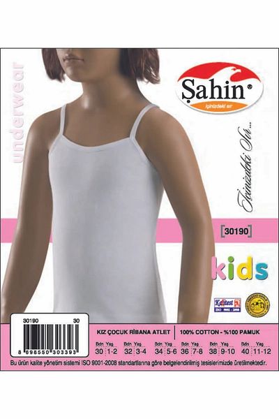 Şahin 6 Pieces 100% Cotton Rope Strap Ribbed Athlete for Girls